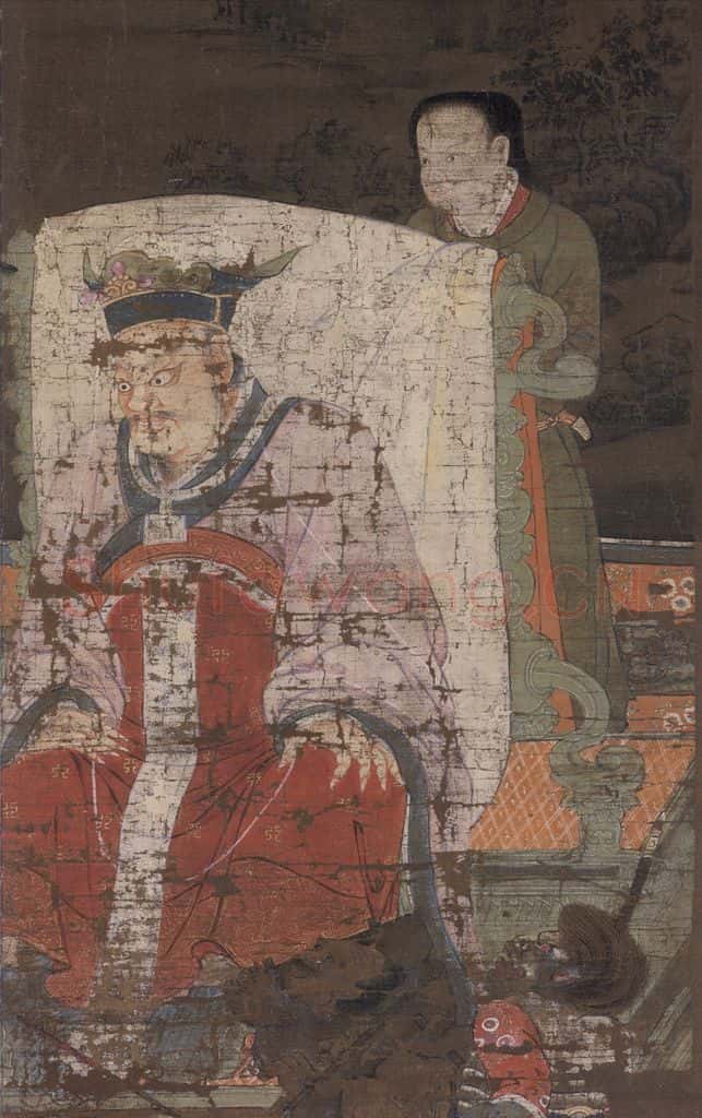 宋 陆信忠《秦广王》书画作品