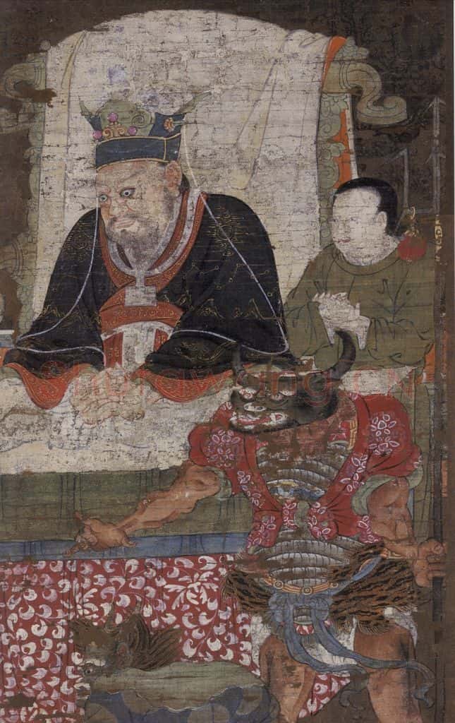 宋 陆信忠《阎羅王》书画作品