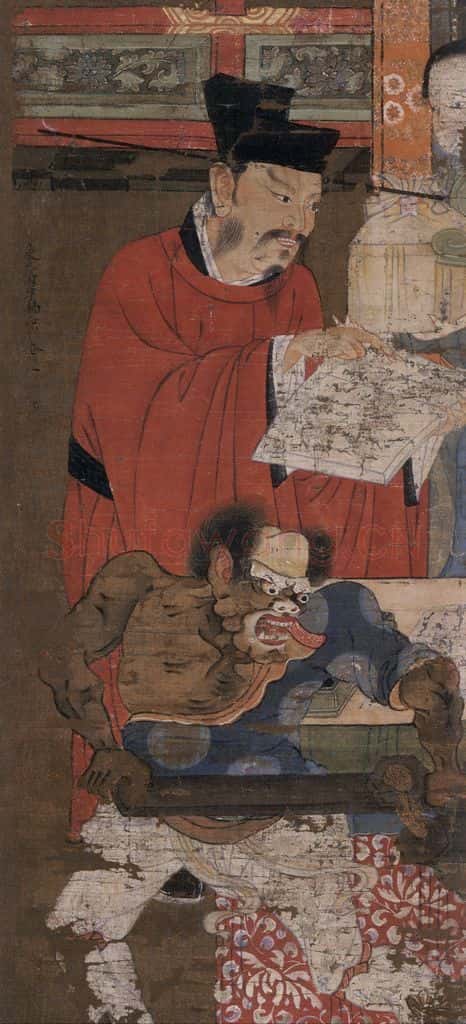 宋 陆信忠《泰山王》书画作品