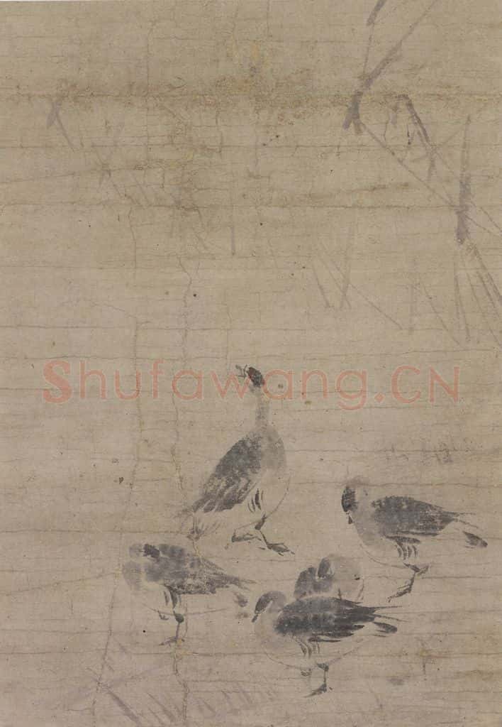 宋 牧溪《芦雁图》书画作品