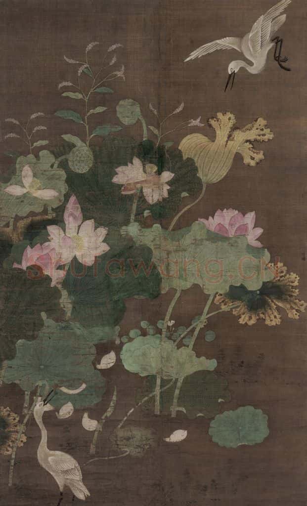 宋 佚名《莲池水禽图》书画作品