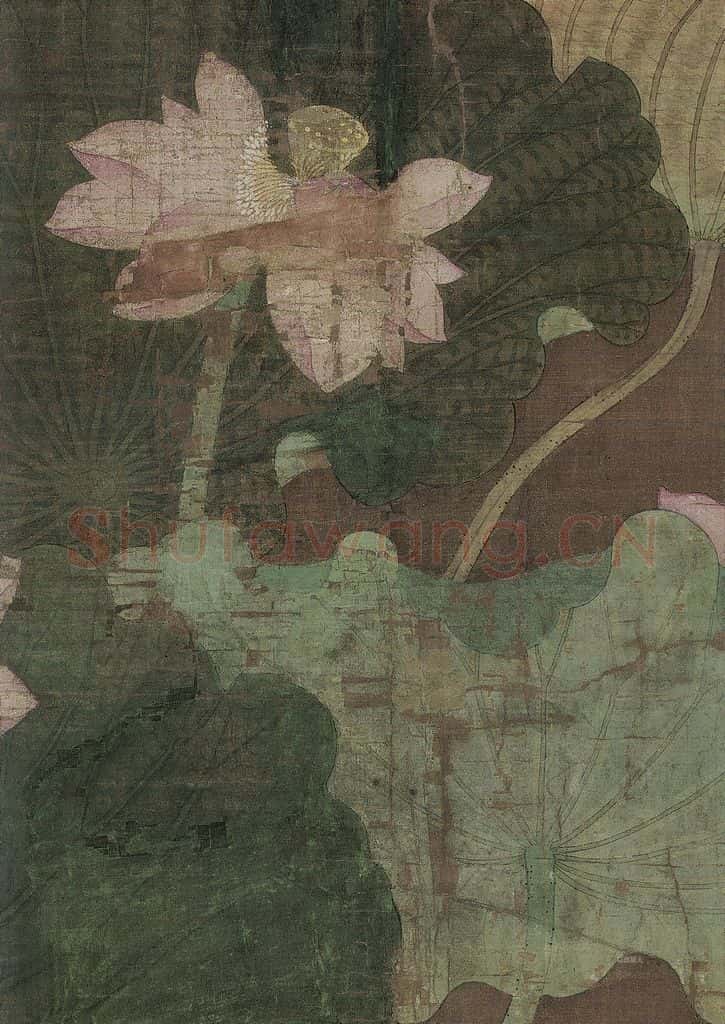 宋 佚名《莲池水禽图》书画作品