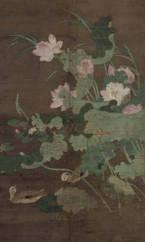 宋 佚名《莲池水禽图》书画作品
