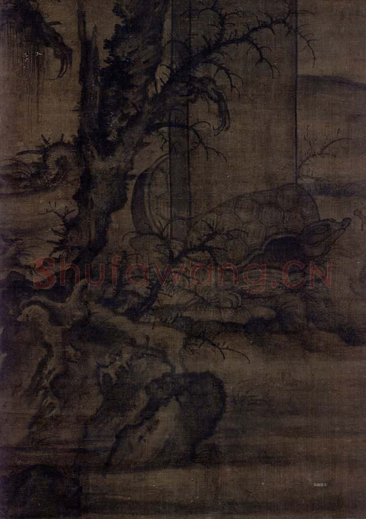 宋 李成《读碑窠石图》书画作品