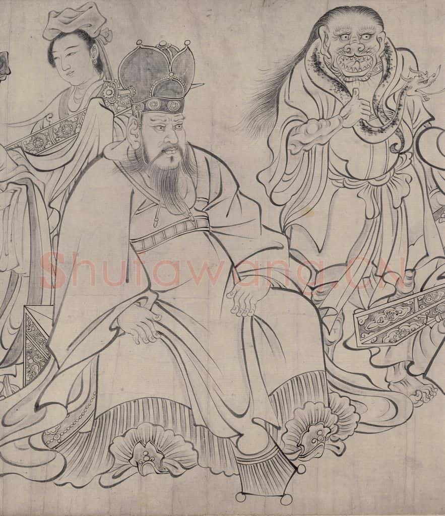 宋 佚名《送子天王图》书画作品