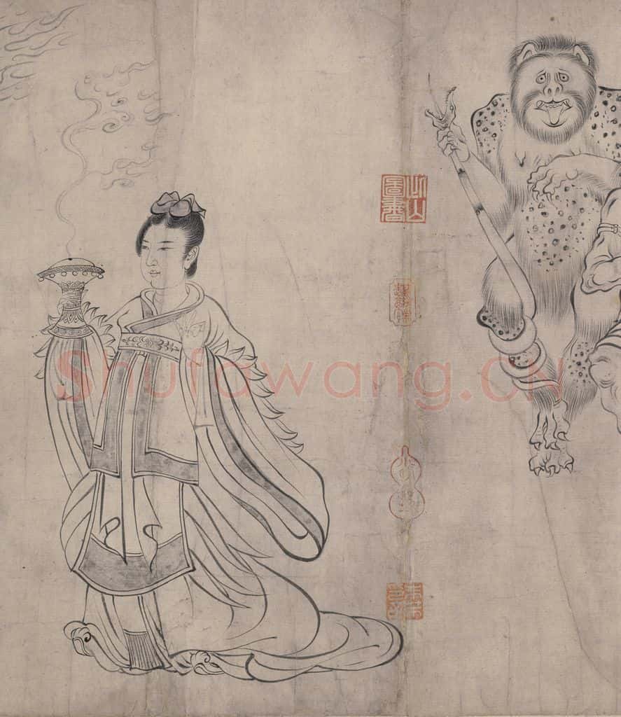 宋 佚名《送子天王图》书画作品