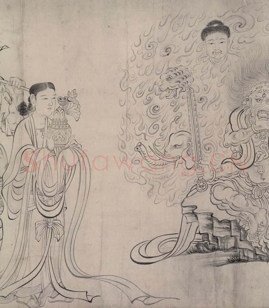 宋 佚名《送子天王图》书画作品