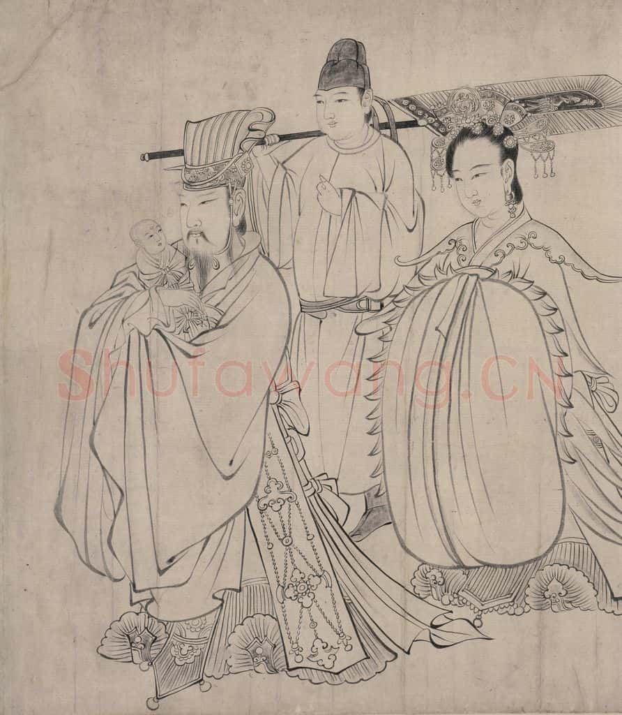 宋 佚名《送子天王图》书画作品