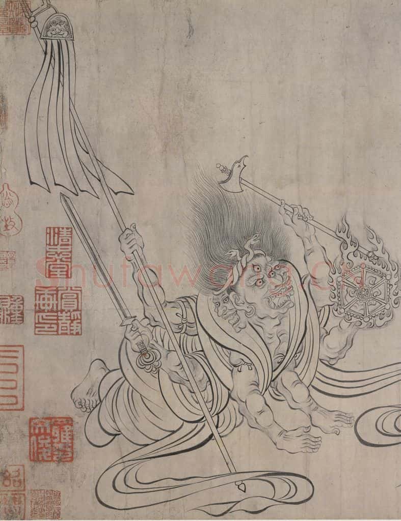 宋 佚名《送子天王图》书画作品