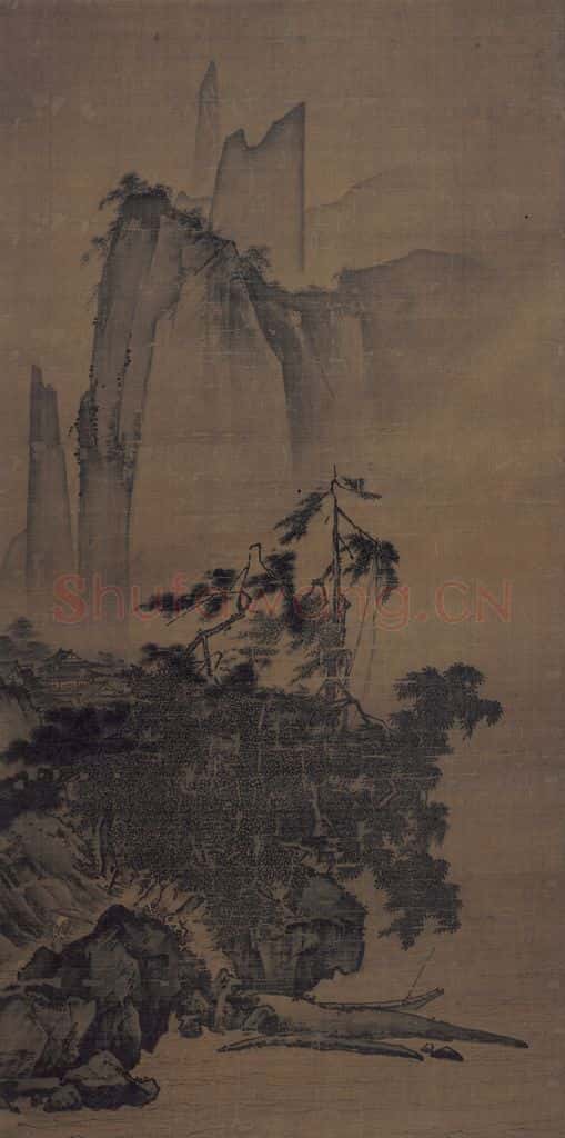 宋 马远《风雨山水图》书画作品