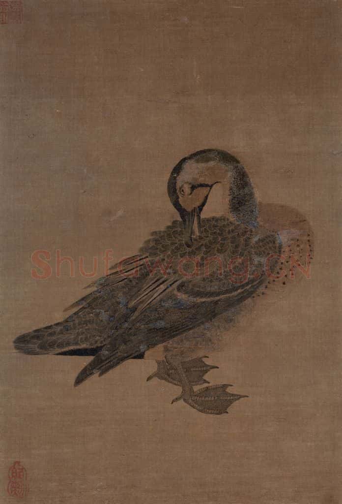 宋 赵佶(传)《鸭图》书画作品
