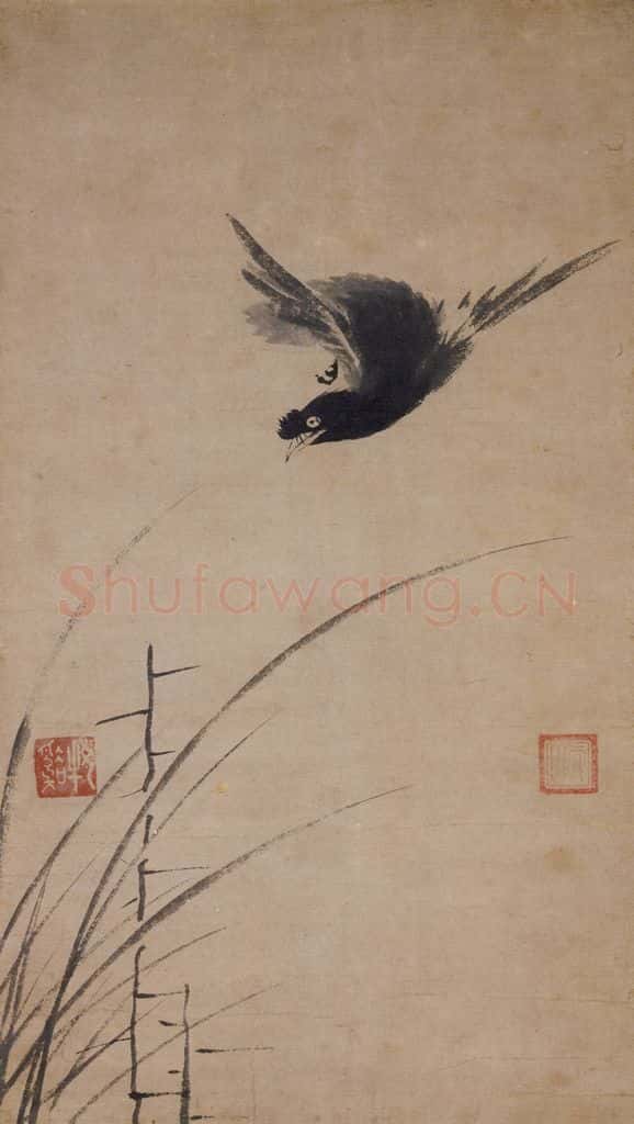 宋 牧溪(传)《叭叭鸟图》书画作品