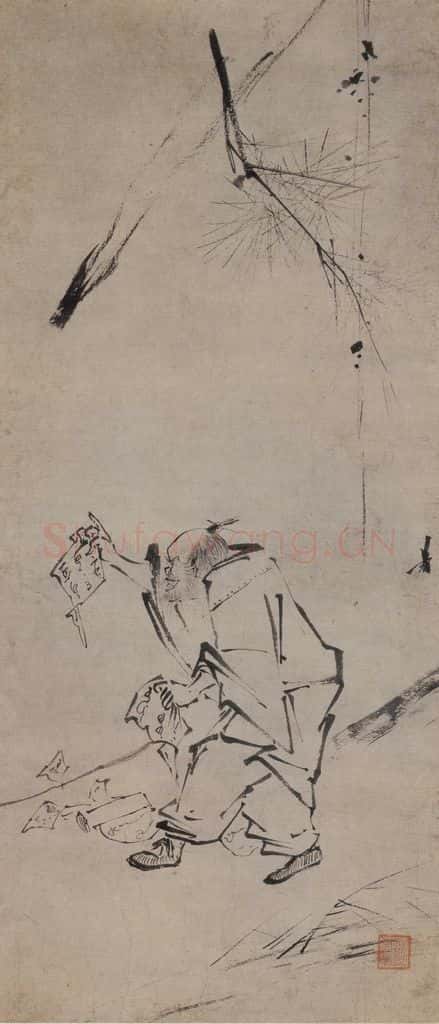 宋 梁楷《六祖撕经图》书画作品