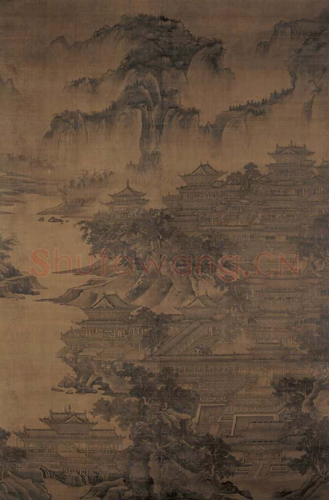 宋 郭忠恕(传)《明皇避暑宫图》书画作品