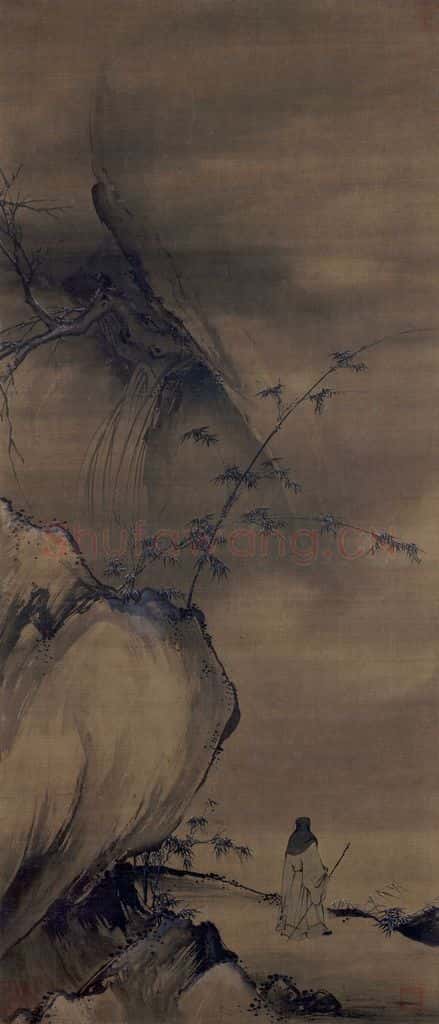宋 赵佶(传)《冬景山水图》书画作品