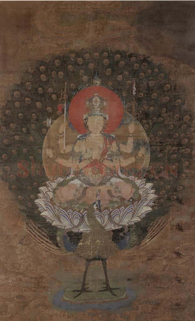 宋 佚名《孔雀明王图》书画作品
