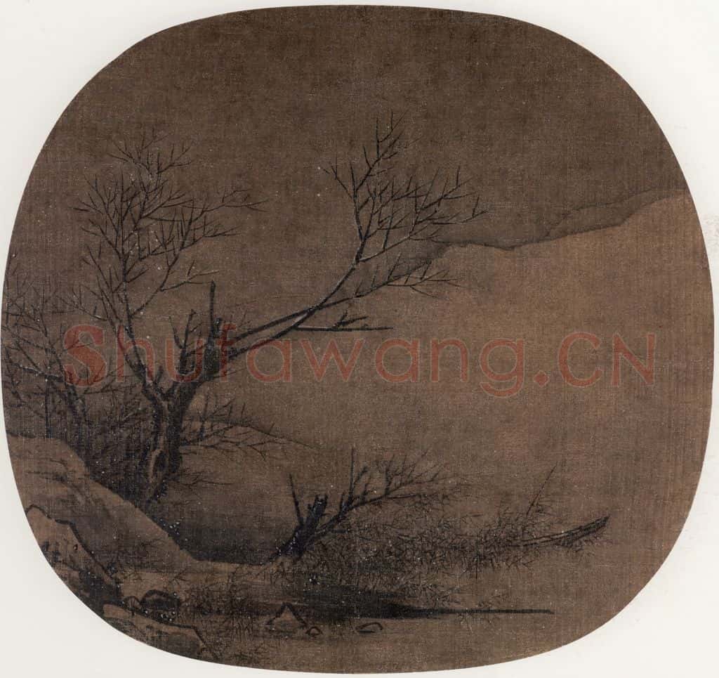 宋 梁楷(传)《雪景山水图》书画作品