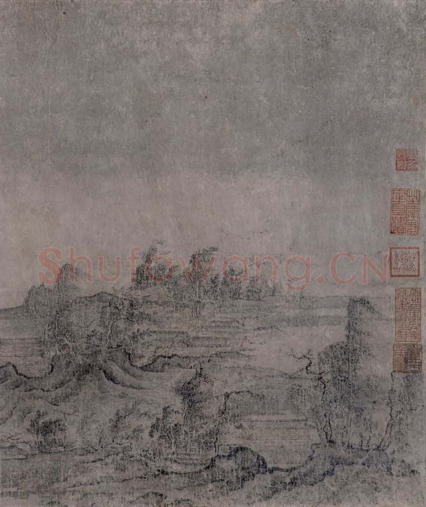 宋 燕文贵《江山楼观图》书画作品
