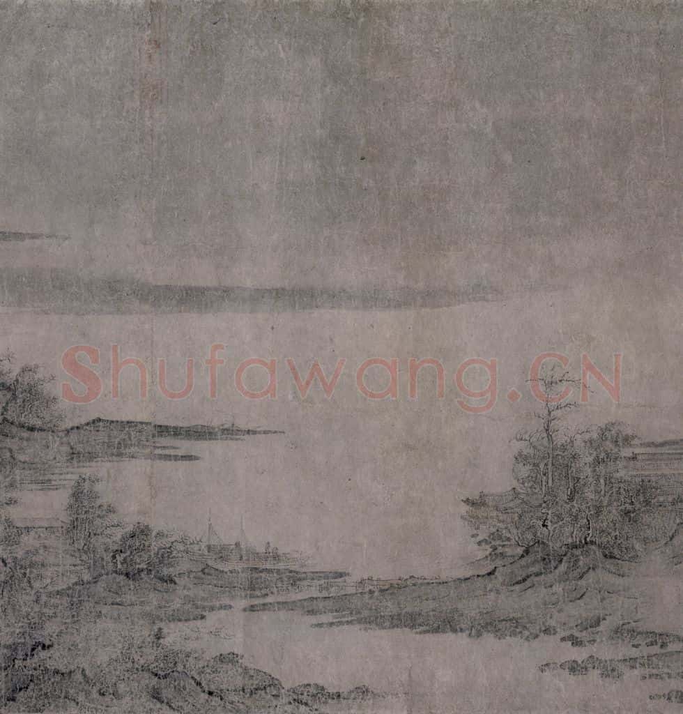 宋 燕文贵《江山楼观图》书画作品