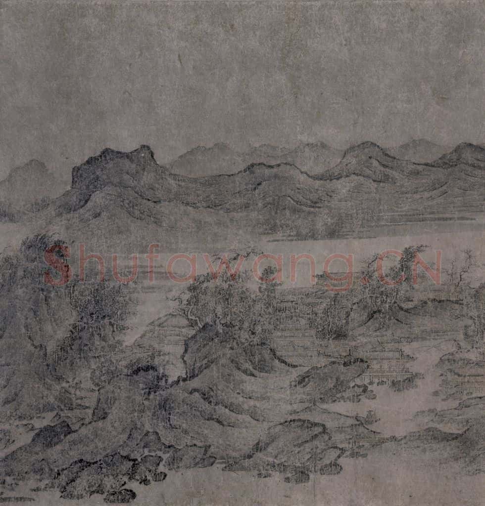 宋 燕文贵《江山楼观图》书画作品
