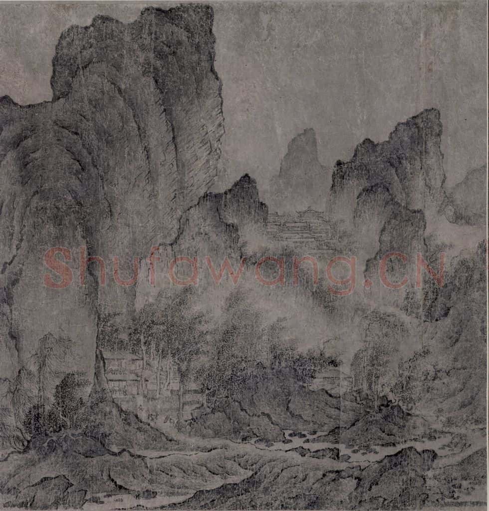 宋 燕文贵《江山楼观图》书画作品