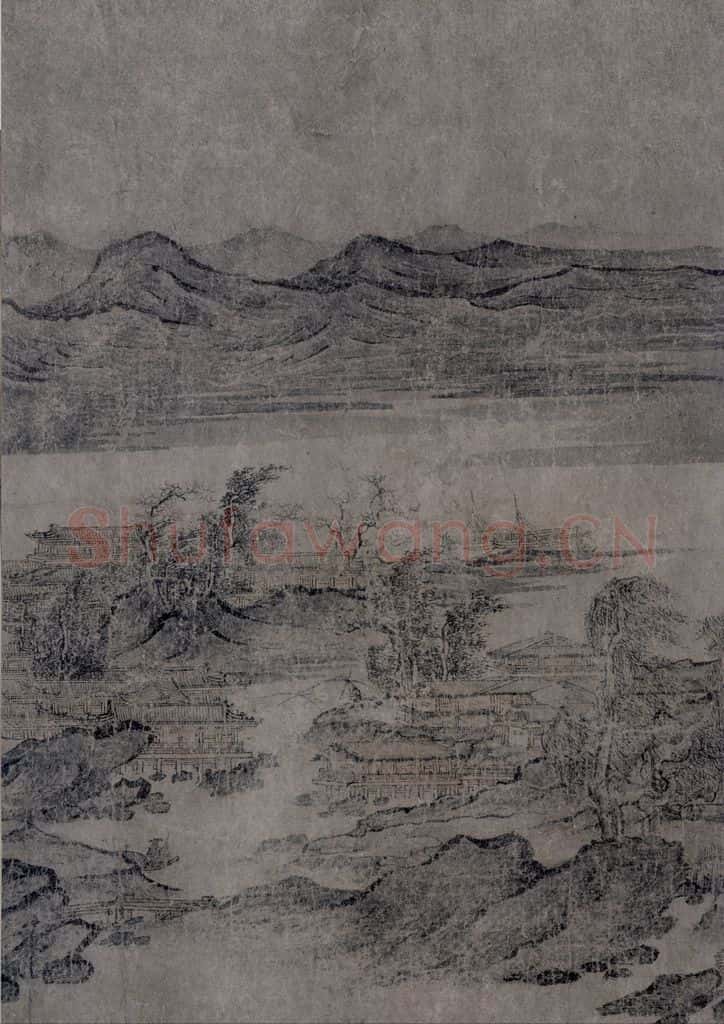 宋 燕文贵《江山楼观图》书画作品