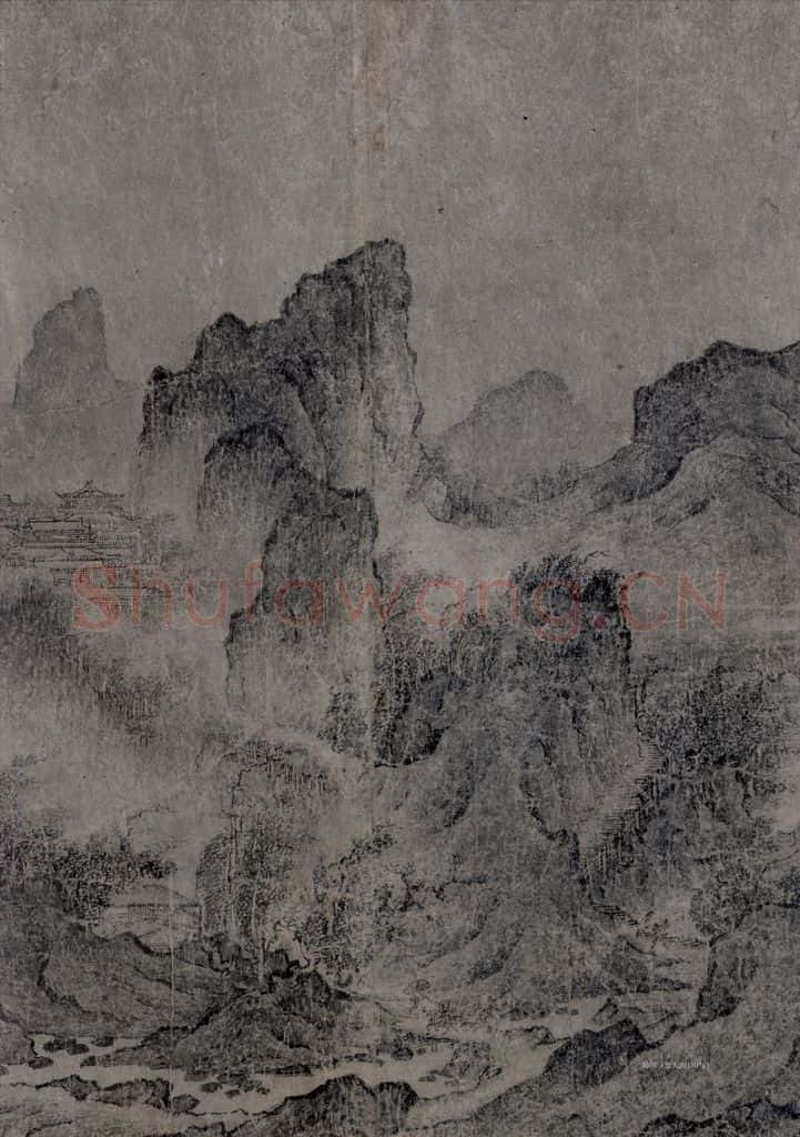 宋 燕文贵《江山楼观图》书画作品