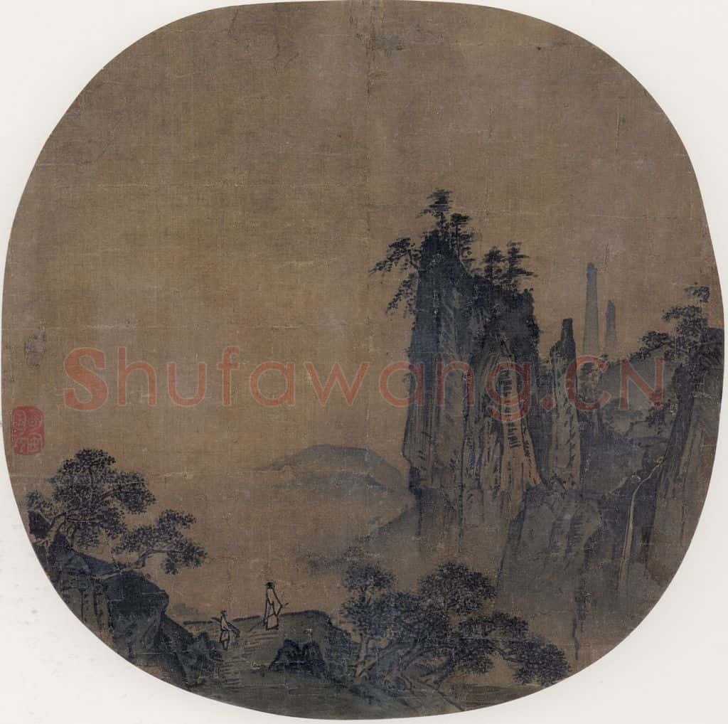宋 佚名《观瀑图》书画作品