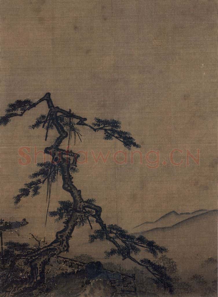 宋 马远《古松楼阁图》书画作品