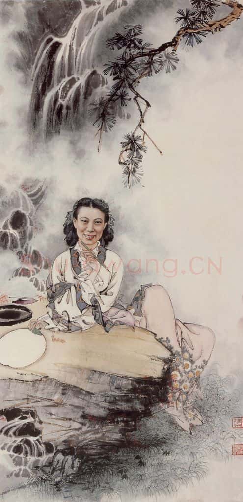 1948年 蔡鹤洲《为金秀女士造像》书画作品