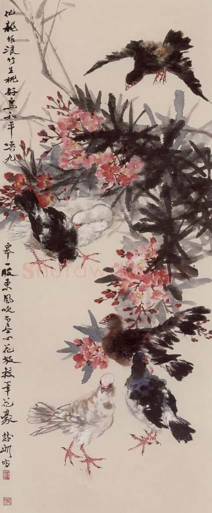 1959年 蔡鹤洲《好鸟和平》书画作品