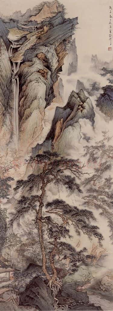 1948年 蔡鹤洲《高山流水》书画作品