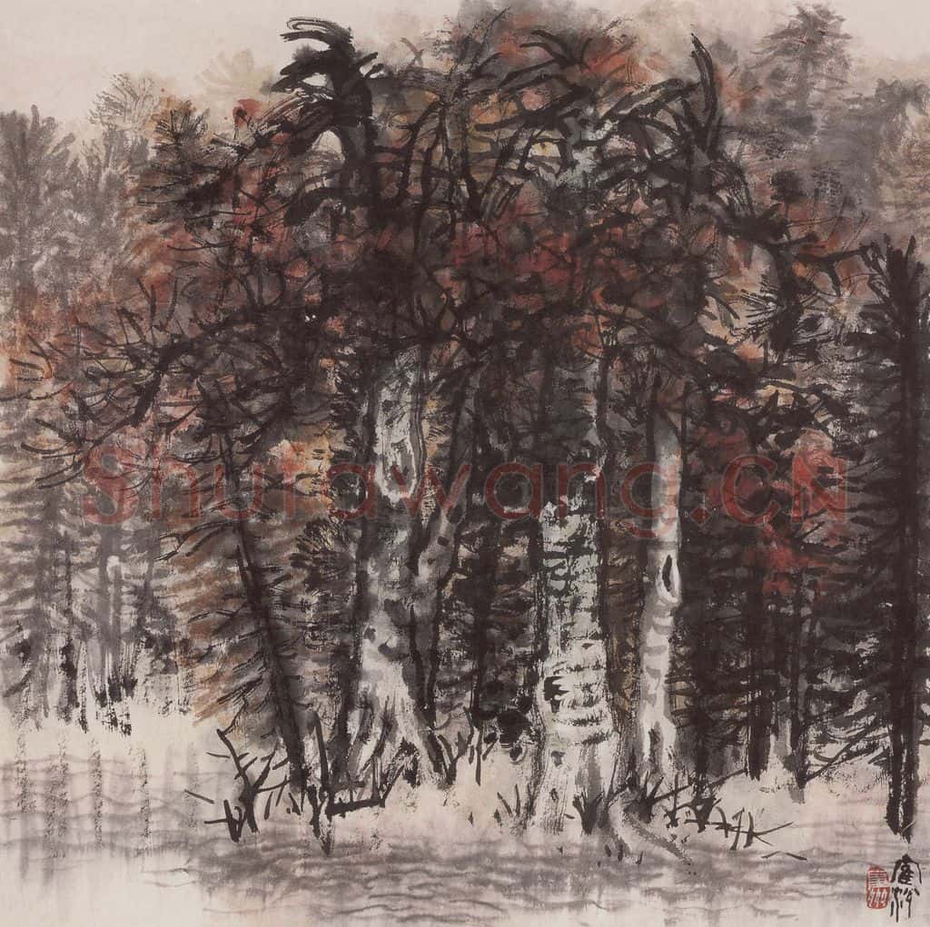 1960年 蔡鹤洲《林间》书画作品