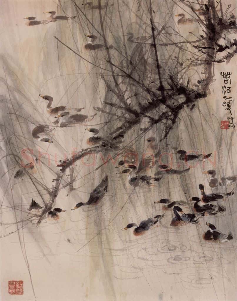 1961年 蔡鹤洲《春江水暖》书画作品