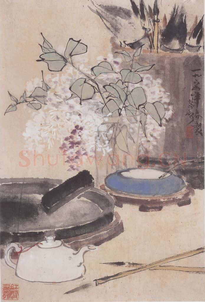 60年代 蔡鹤洲《犹记案头丁香在》书画作品