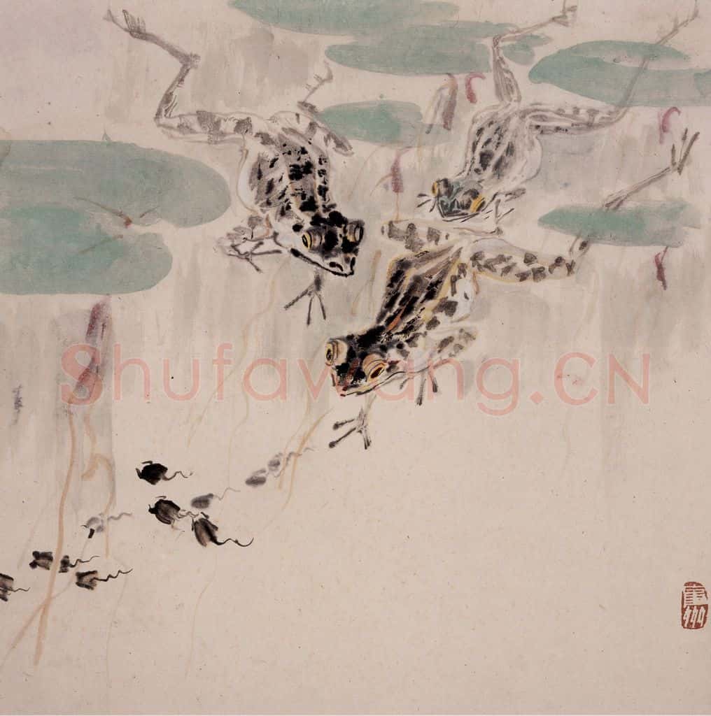 1965年 蔡鹤洲《蛙戏》书画作品