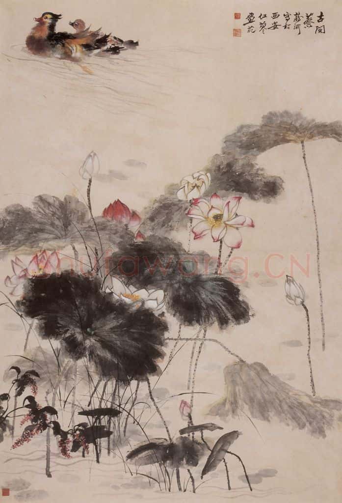 1954年 蔡鹤洲《荷塘赋》书画作品
