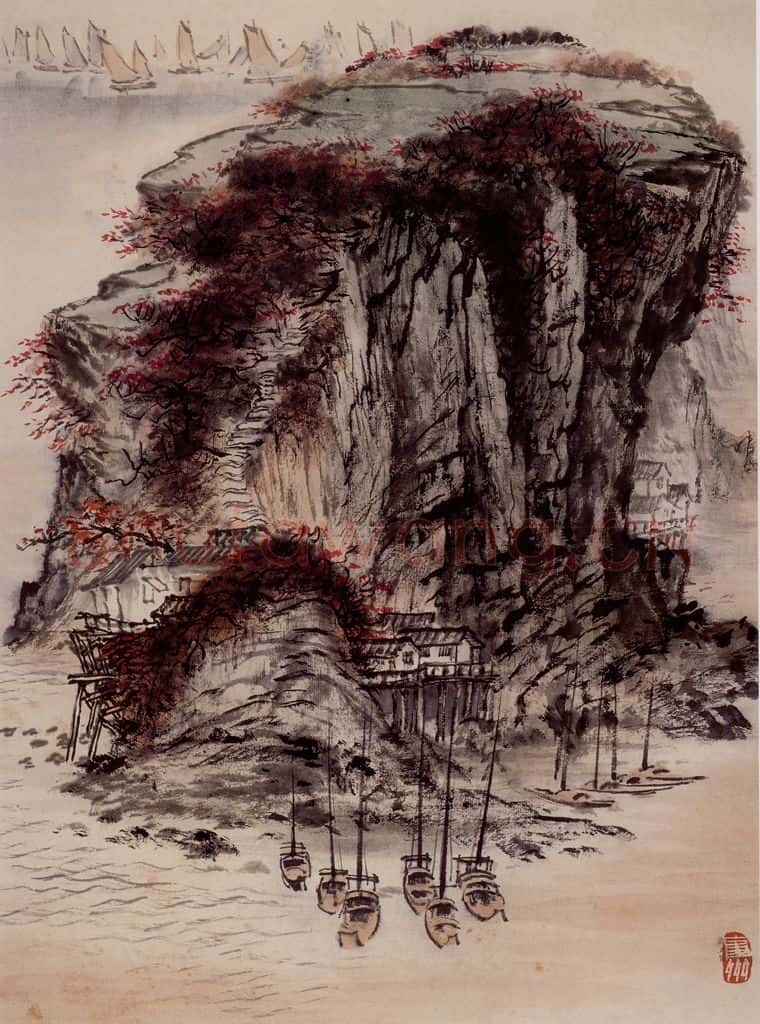 1956年 蔡鹤洲《闽江写生》书画作品