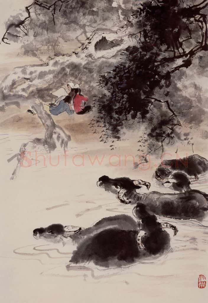 1956年 蔡鹤洲《牧牛图》书画作品