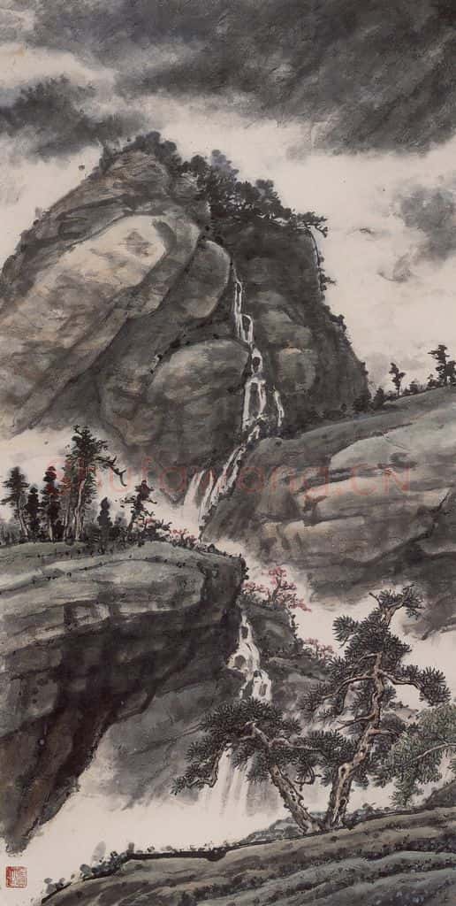 1993年 彭友善《春山烟云图》书画作品