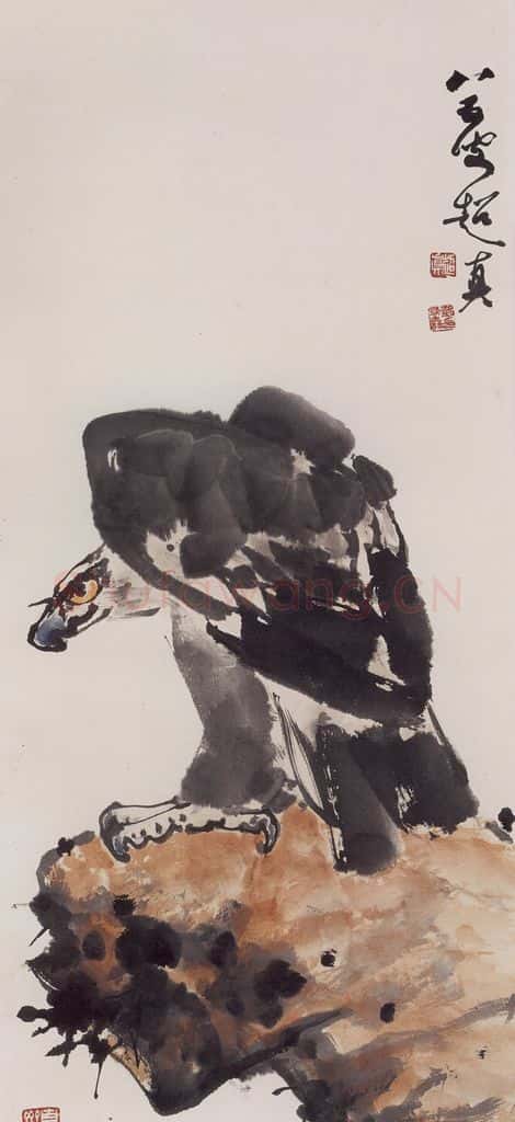 1995年 彭友善《鹰》书画作品