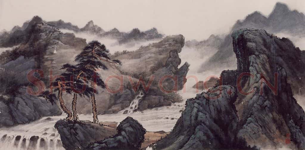 1980年 彭友善《山水》书画作品