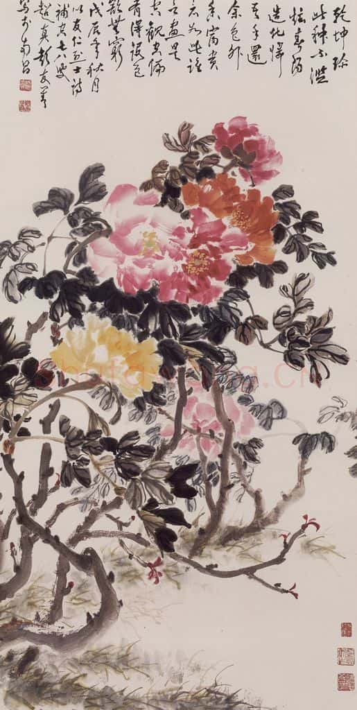 1988年 彭友善《牡丹》书画作品