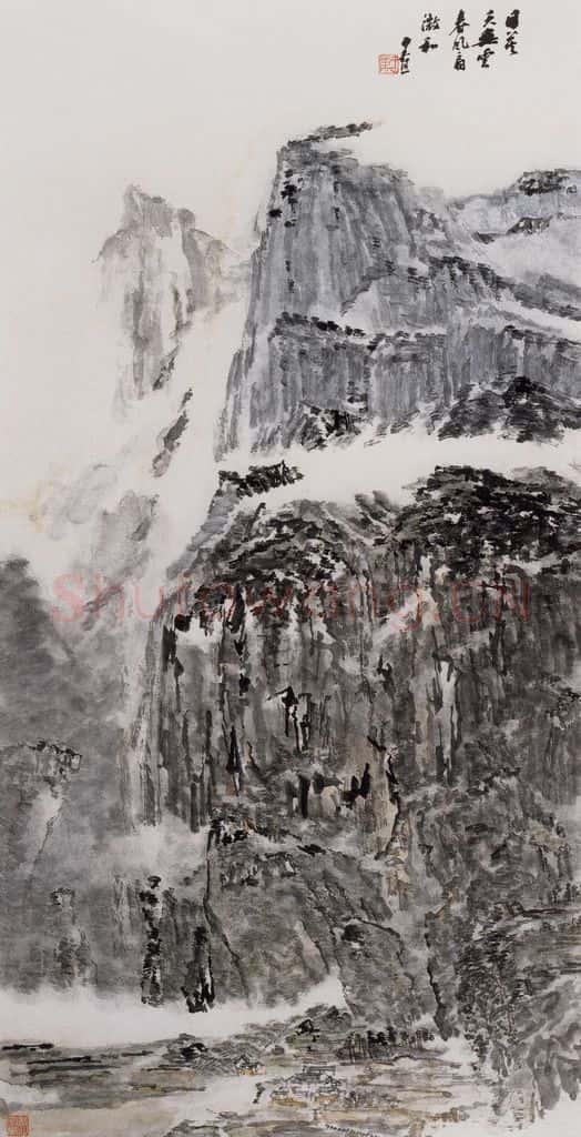 2004年 童中焘《雁荡山居》书画作品