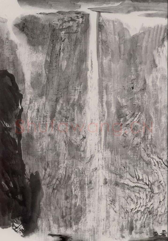 1987年 童中焘《雁荡大龙湫》书画作品