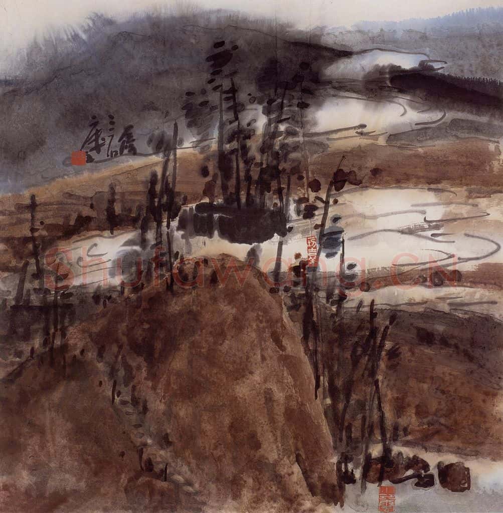2004年 曾宓《乡间暮色》书画作品