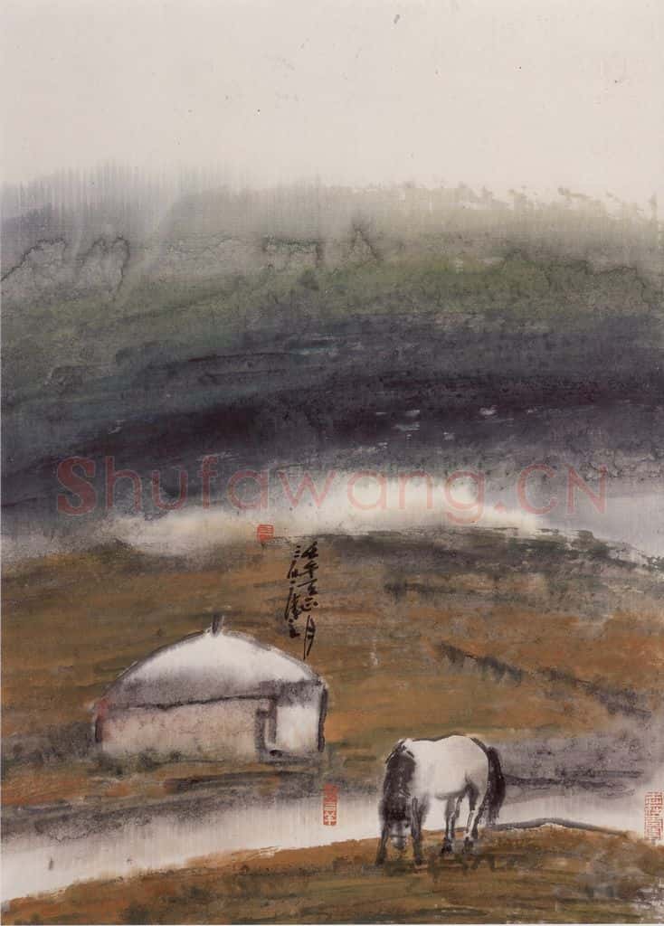 2002年 曾宓《草原风情》书画作品