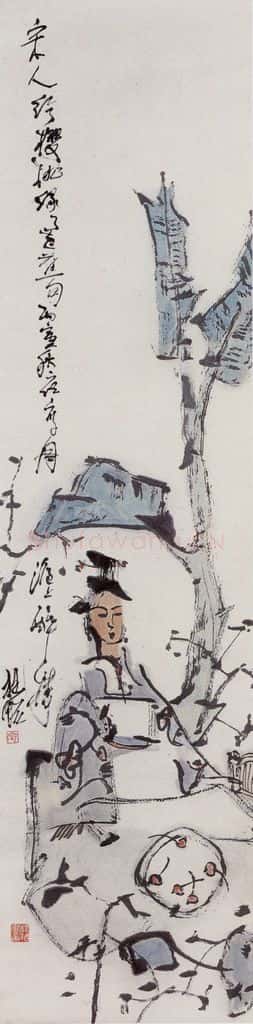 1986年 张桂铭《宋人词意》书画作品