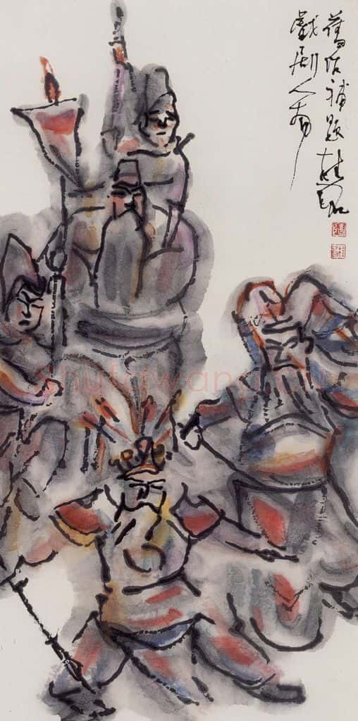 1980年 张桂铭《戏剧人物》书画作品