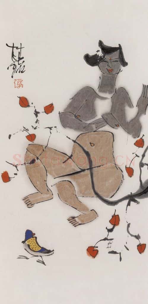 1990年 张桂铭《和鸣》书画作品